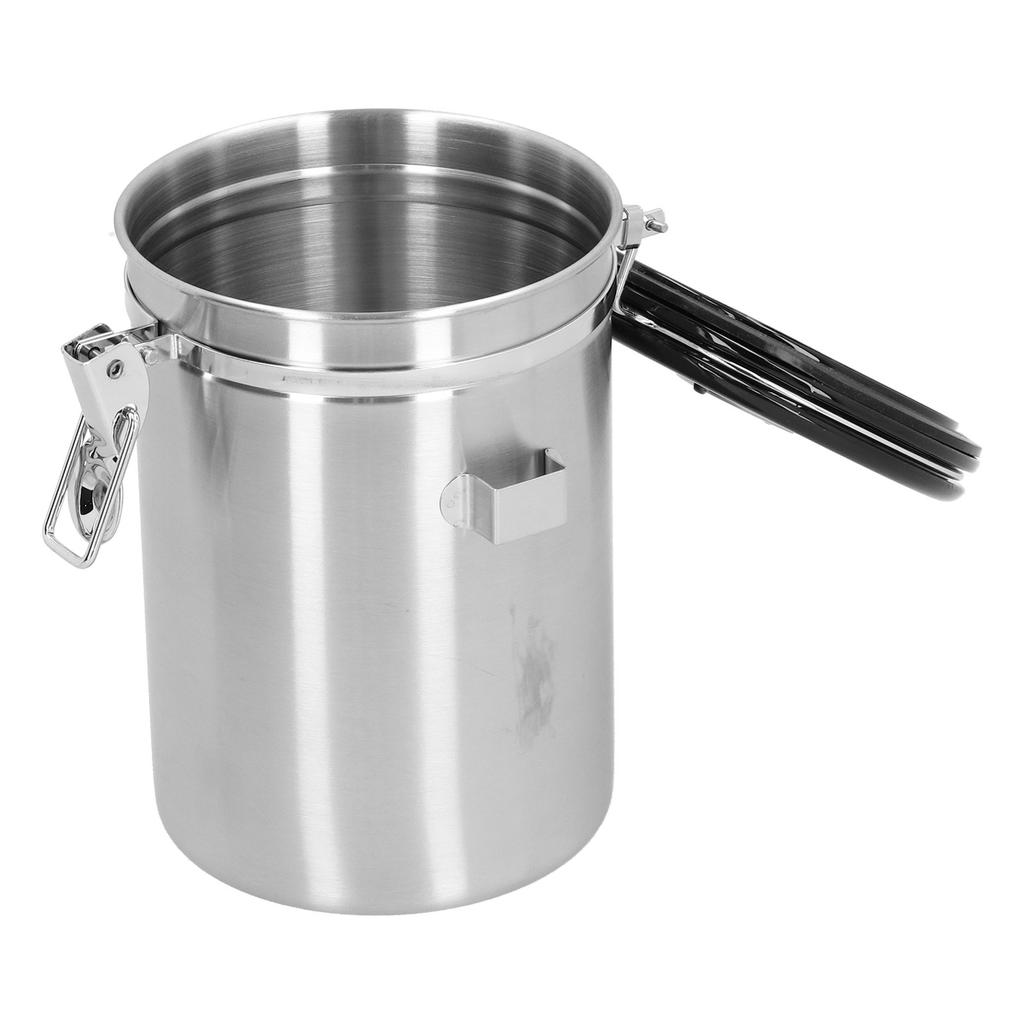 Coffee Beans Canister with Exhaust Valve Stainless Steel Storage Sealing Container with Spoon