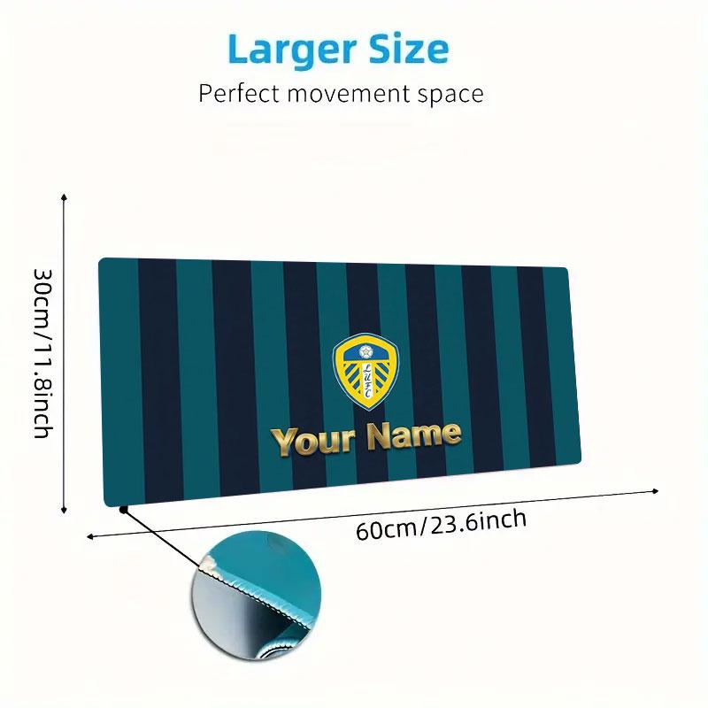 Leeds United Benutzerdefinierter Name Große Größe Mauspads Große Gaming-Tischunterlage Rutschfest für Laptop Tablet Großes Mauspads XXL Matte Mini-PC-Spielmatte Mit Verriegeltem Rand