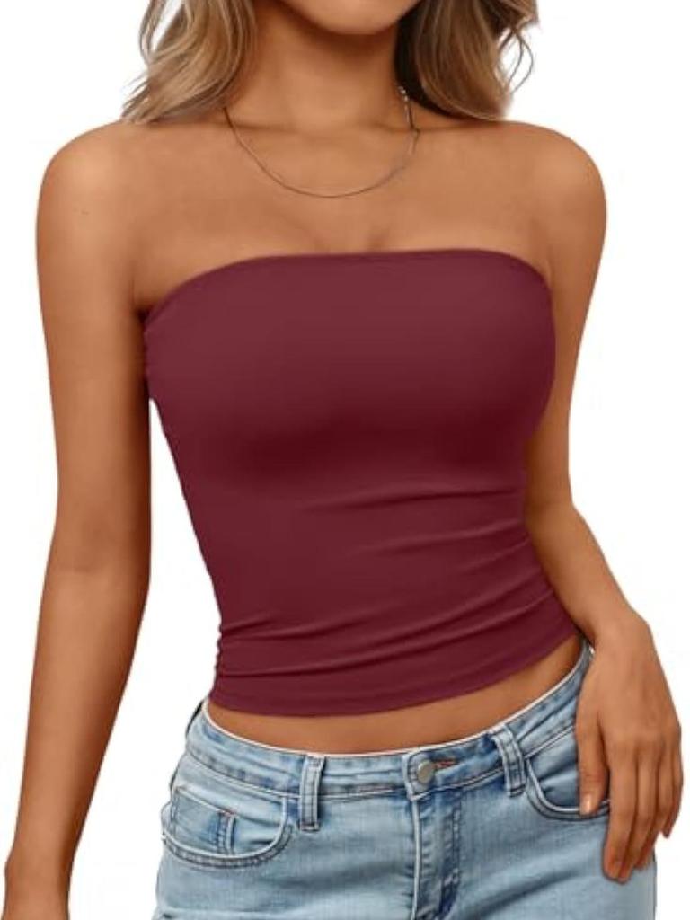 Damen Bandeau gerafftes Crop-Top - Lässig, Vielseitig, Eng anliegend