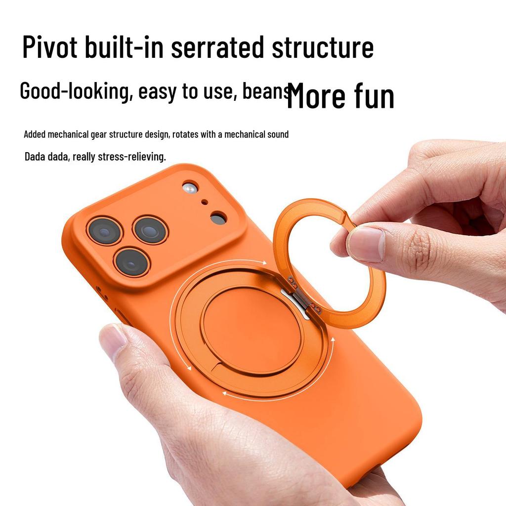 iPhone 17 Pro Max Case: 360° Rotating Magnetic Bracket with Apple 16 Silicone AI Button