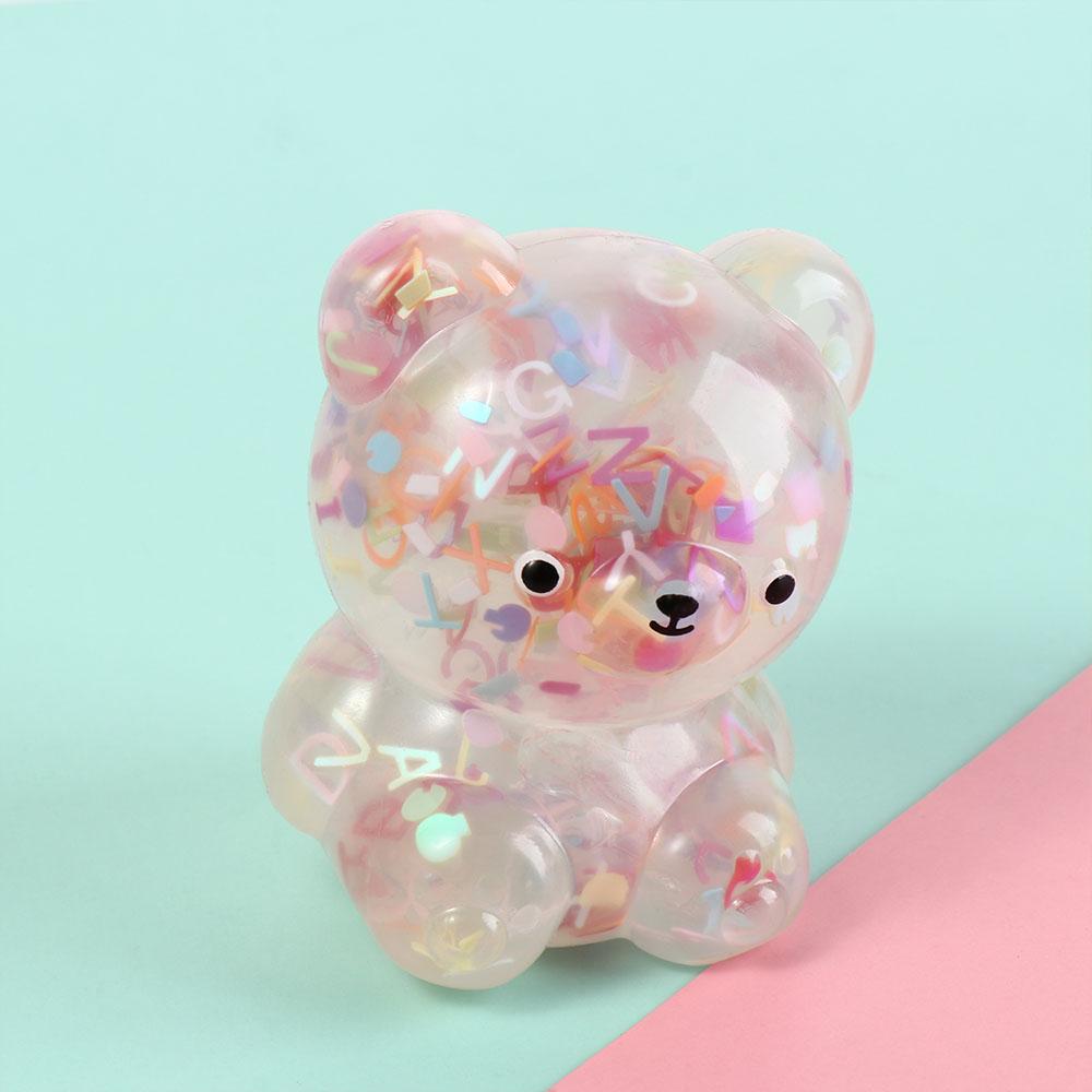 

Cartoon Animals Bear Squeeze Toy Colorful Sequins Squeezable Bear Toys Gummy Bear For Kids Gift 1pc random
