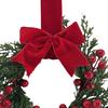 Artificial Christmas Wreath for Front Door 10 Inch Winter Greenery Wreath with Red Berries And Velvet Bow for Farmhouse Porch Wall Fireplace Decor