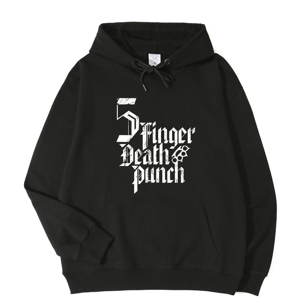Podzimní/Zimní Rapová Kapela Five Finger Death Punch Mikina Fleecová Teplá Mikina Volná Móda Pánská a Dámská Mikina s Kapucí Dlouhý Rukáv