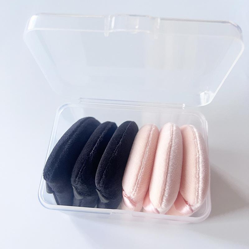Velký trojúhelníkový sametový pudrový aplikátor na make-up - Super měkký, houbička na sypký pudr, V balení vějířovitá houbička