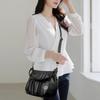 Fashionable Women's Shoulder Bag, Pleated Soft PU Leather Crossbody Bag, Solid Color Handbag, Suitable for Daily Casual Use