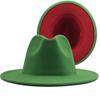 Hot-selling Woolen Top Hat, New Outer Grass Green Inner Big Red Hat, Ethnic Style Jazz Hat, Cashmere Felt Hat.