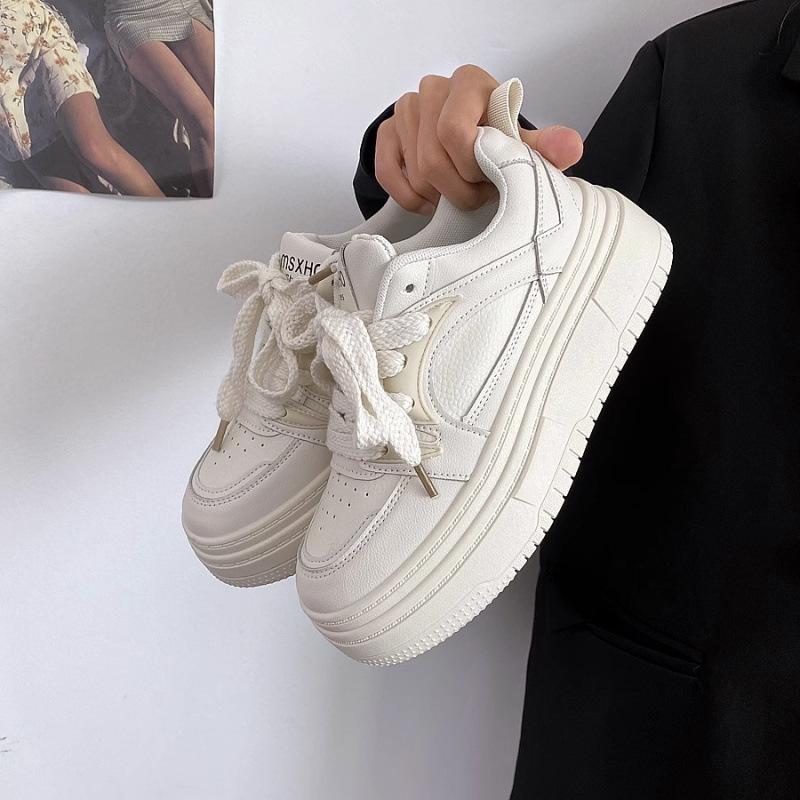 

Thick-soled little white shoes female students 2024 spring new versatile casual heightening board shoes ins trendy retro sports shoes 35 белый
