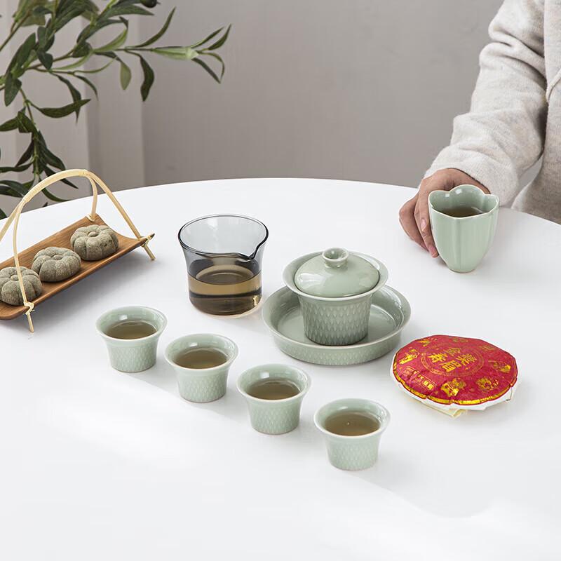 Hongyu Suxi Song Qing 10-Piece Ceramic Tea Set