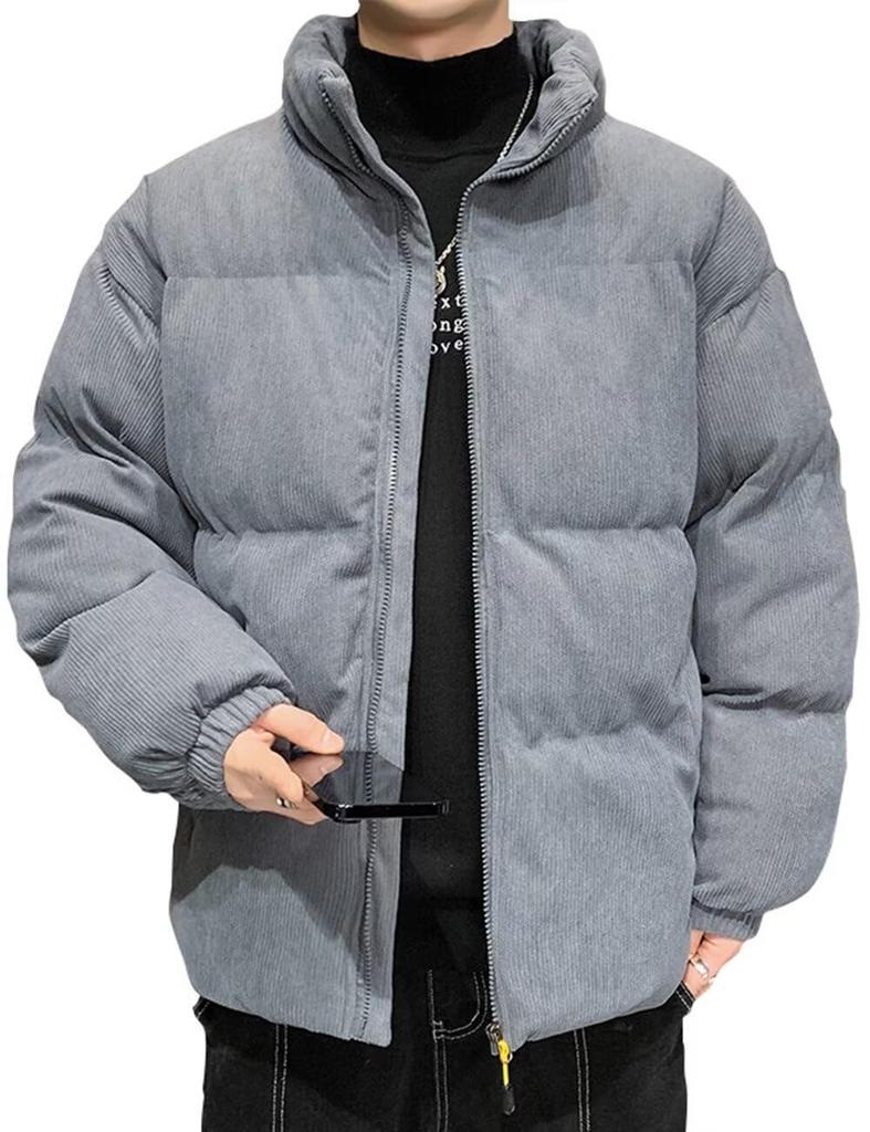 VICALLED Winter Down Plus Padded Cold Weather Outerwear Men's Jacket, Sizes, Corduroy, Jacket, Lightweight, Thick, Stand-Up Collar, Casual,