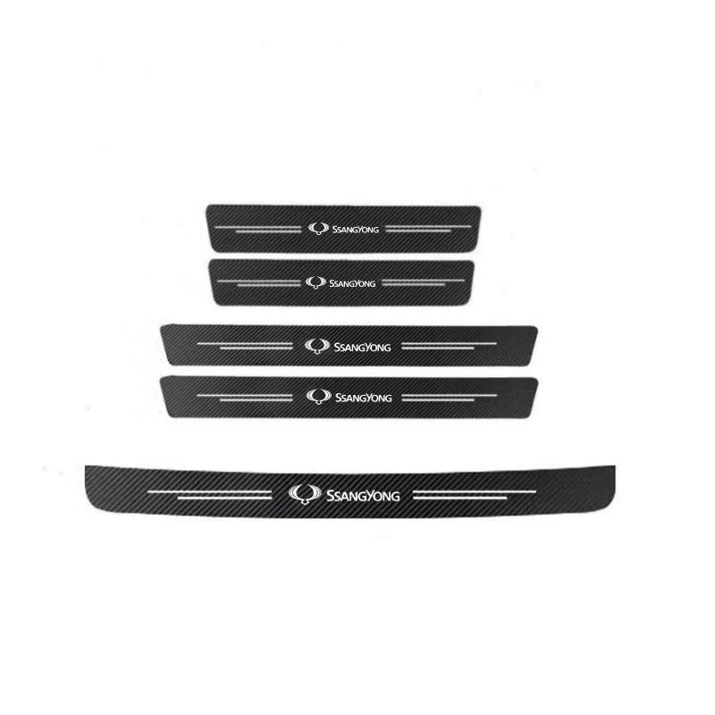 60X7CM Carbon Fiber Car Door Threshold Protective Sticker For Ssangyong Korando 2021 Rexton Kyron Musso Actyon Rodius