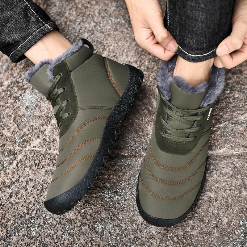Pantofi de toamnă pentru bărbați cu platformă din bumbac, de culoare înaltă, cizme de zăpadă calde, pantofi din catifea cu șireturi de dimensiuni mari