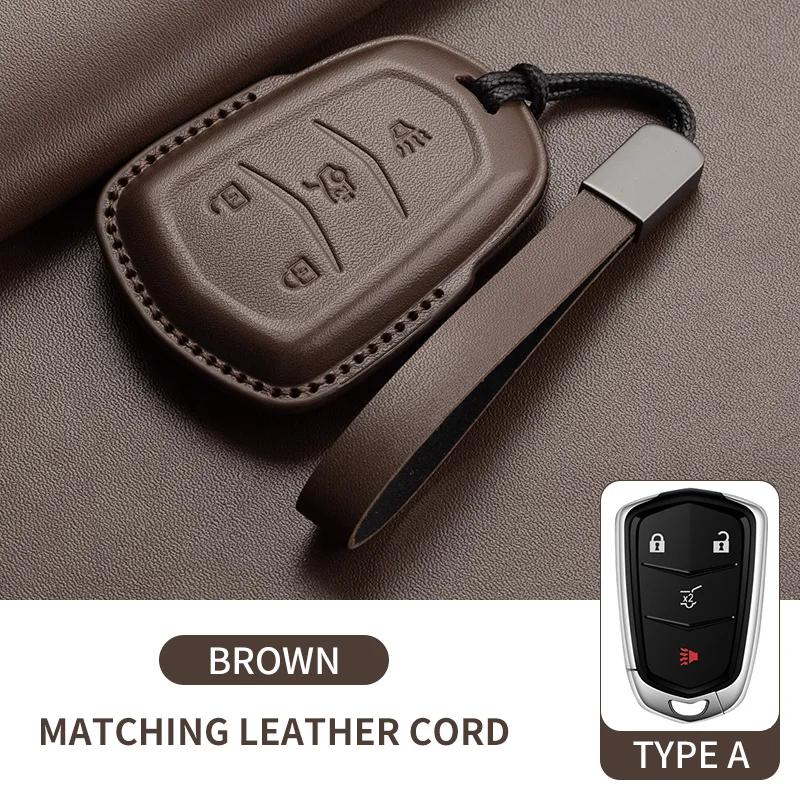 Leather Car Key Case Cover For Cadillac CT4 CT5 ATS CT6 CTS DTS XT5 Escalade ESV SRX STS XTS  XT4 28T ELR  Car Key Accessoires