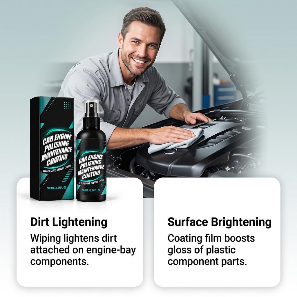 Car Engine Polishing Agent: Removes Stains, Enhances Shine, Protects the Surface, and Is Easy To Apply by Hand, Leaving No Residue