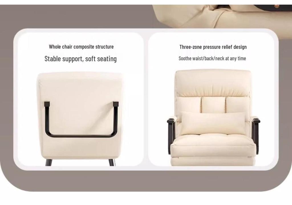 Dual-Use Reclining Office Chair: Foldable Nap Bed/Sofa Seat with Adjustable Backrest