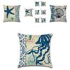 Decorative Fashion Creative Marine Organism Flax Cushion Cover Throw Pillow For Coastal Living