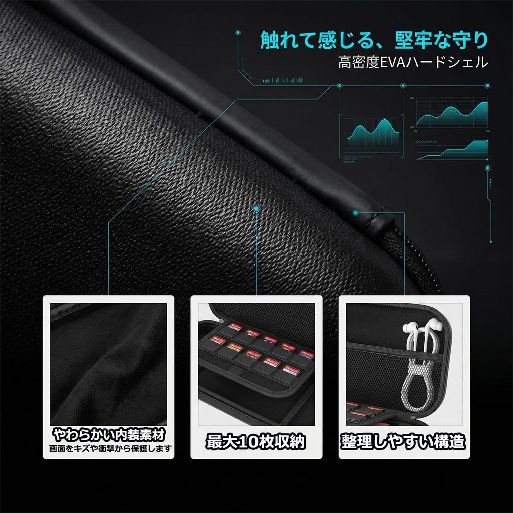 With Nintendo Switch OLED EVA Material Full Protection Case Holds 8 Game Large Capacity Storage Black Perfect for Day Gifts [Compatible Model] -