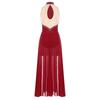 Damen Modern Lyrical Dance Dress Ärmellos Split Sheer Mesh Ballet Gymnastik Trikotkleid Zeitgenössische Performance Dancewear