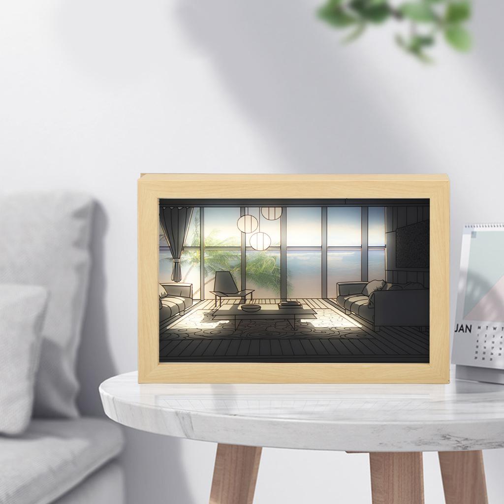 LED Decorative Light Painting USB Powered Japan Anime   Seaside Modern Simulate Sunshine Drawing Night Light for Bedroom Living Room  