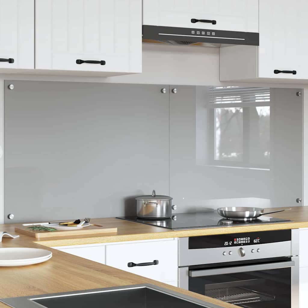 Kitchen Splashback 2 pcs Light Gray 80 x 60 cm Tempered Glass