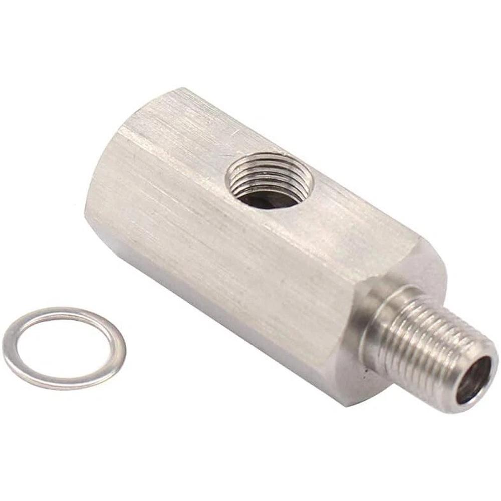 Stainless Steel 1/8'' BSPT Oil Pressure Sensor Sendor Tee Adapter To 1/8 NPT Gauge T-Piece Car Accessories VR-OGA02