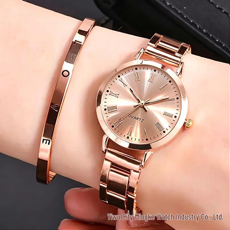 Fashionable Trendy Women's Digital Roman Dial Steel Band Watch