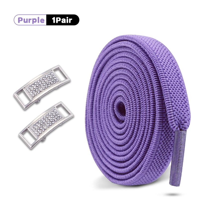 1Pair Diamond Lock Shoelaces Without ties Elastic Laces Sneakers No Tie Shoe laces Kids Adult 0.8cm Flat Shoelace for Shoes