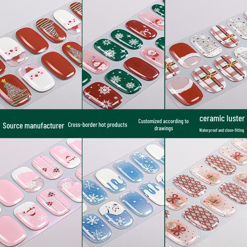 Europäische und amerikanische Weihnachten 3D Niedliche Cartoon Gel Nagelsticker für Kinder - Wasserdicht und halbgehärtet