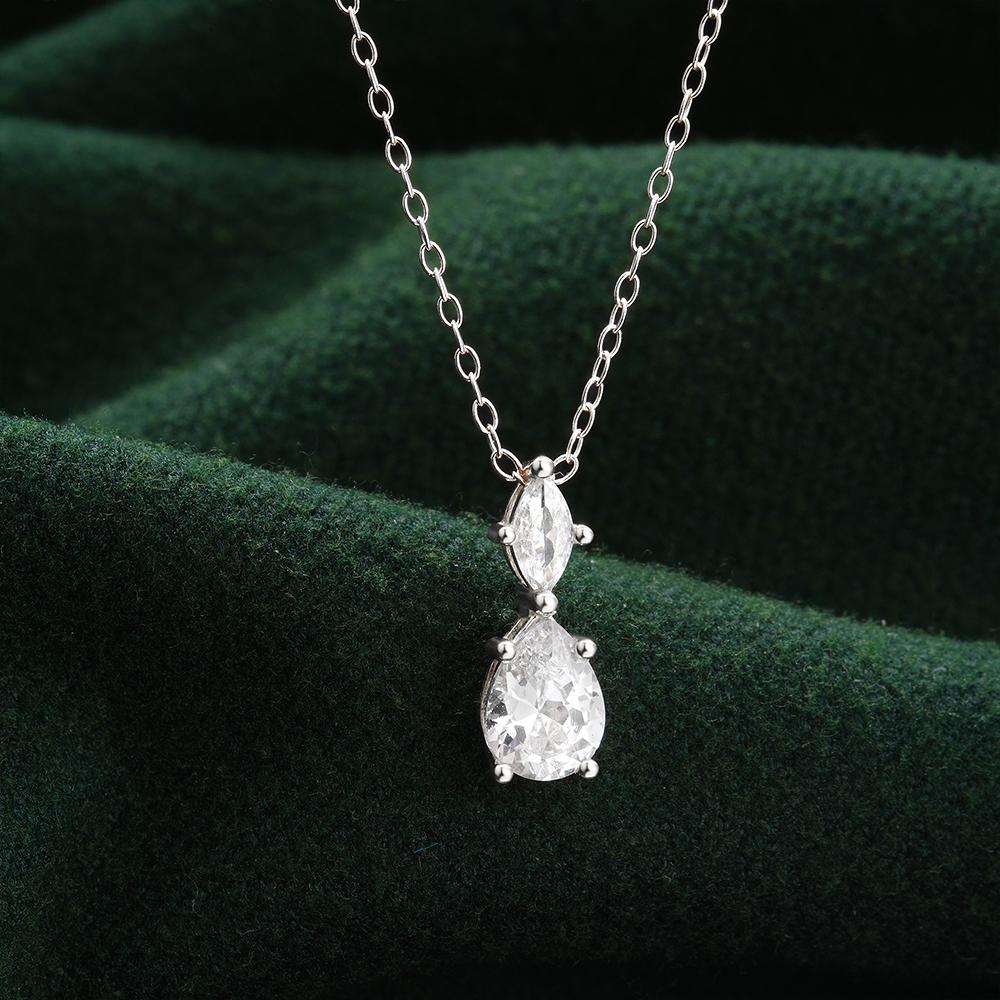 Fashion Fine Jewelry 925 Sterling Silver Diamond Pendant Necklace Marquise Eye Water Drop Zircon Gold Plated Necklaces for Women