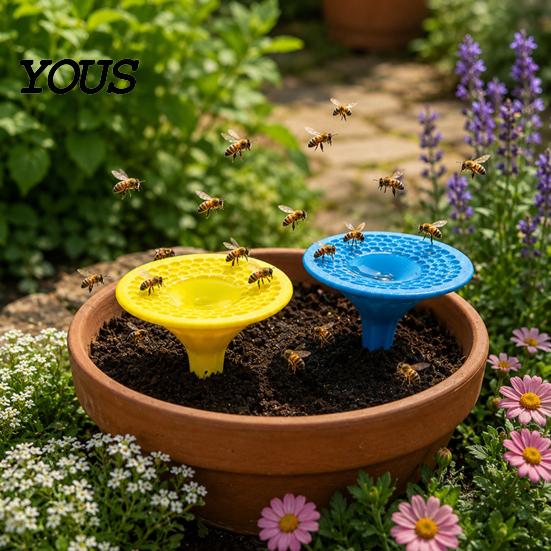 Bee Water Feeder 3D Printed Watering Station, Flower Pot Plastic with Stake Stake, Waterer Bath Bowl for Outdoor Outside Garden Courtyards