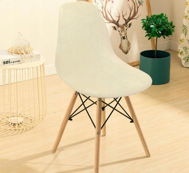 Scandinavian Chair Cover Cream Velvet Beige