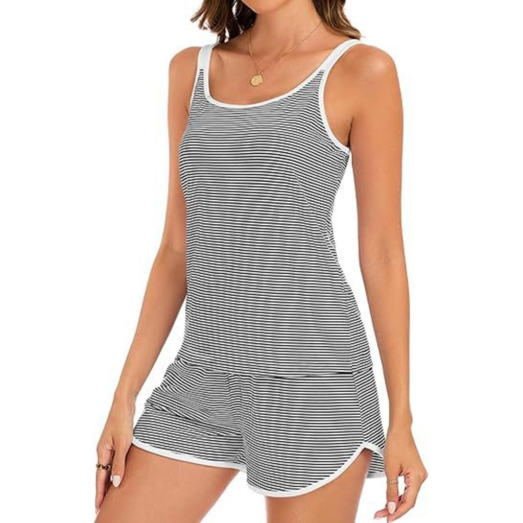 Women's Sleeveless Knit Tank Top and Shorts Set Soft Stretchy Fabric Casual Lounge Wear Summer Outfit
