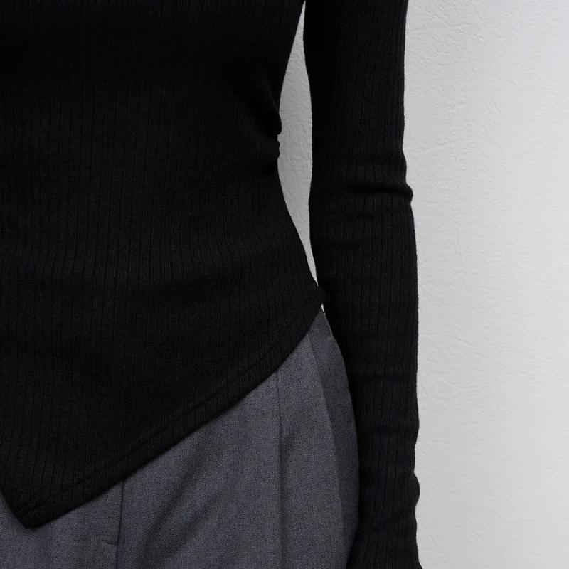 European and American Y2K Irregular Top Women's Autumn and Winter Long Sleeved T-shirt