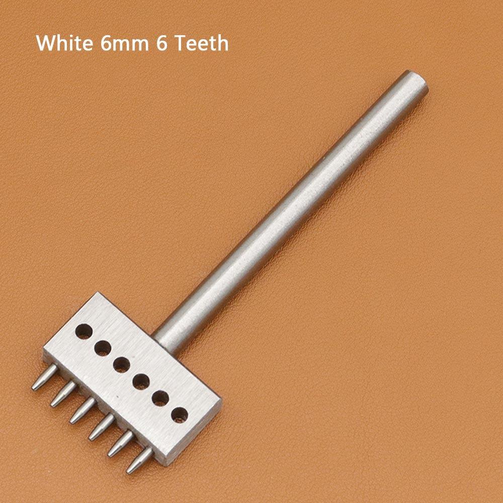 1Pcs New 2/4/6Teeth Leather Punching Tool Manual 4/5/6/8mm Hole Punch Tool Hole Spacing Drilling Steel Round Punch Die Set