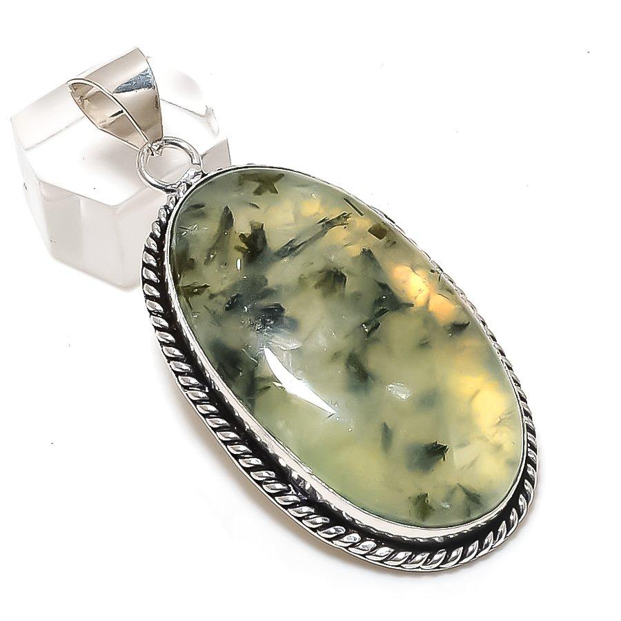 

Moss Prehnite Gemstone 925 Sterling Silver Jewelry Pendant 2.52