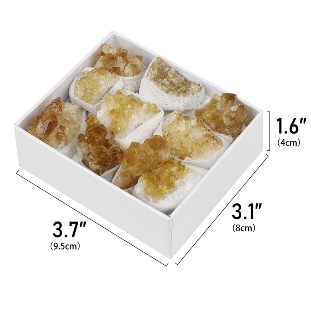 Natural Citrine Crystal Clusters Gift Box Mineral Irregular Shape Specimen Wealth Feng Shui Home Decoration