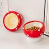 Ergonomic Ceramic Cat Bowl Set Elevated Mushroom Design Neck Support Non-Slip Base Glazed Finish