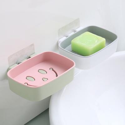 Wall Mount Soap Dish Double Layers Quick Drain No Drill Adhesive Modern Kitchen Bathroom Shower Soap Holder Container Box Saver