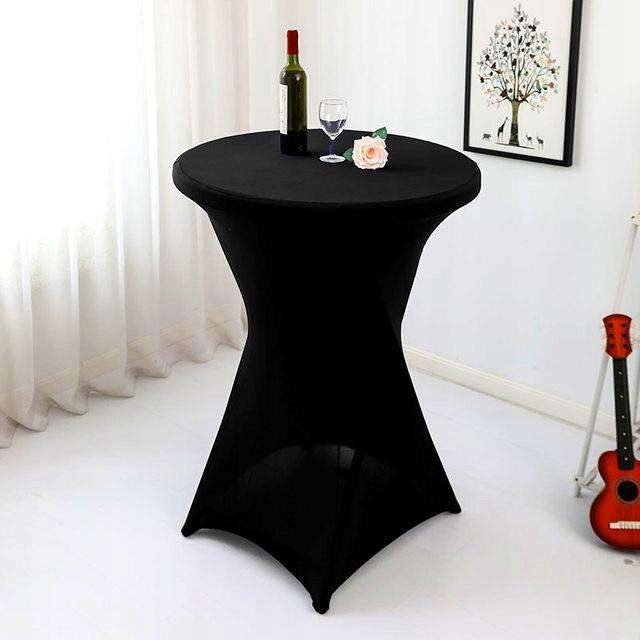 Tablecloth Cover for Cocktail Bar Table Black 80X110Cm Elastic [25D]