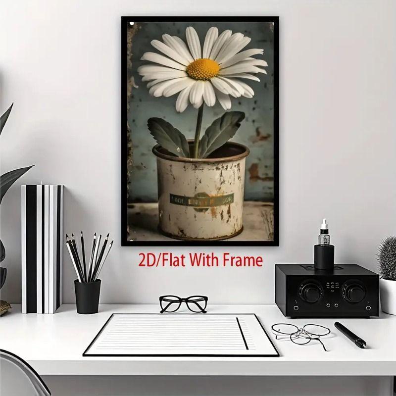 Vintage Metal Tin Sign Wall Art Floral Butterflies Decor for Home Living Room Kitchen