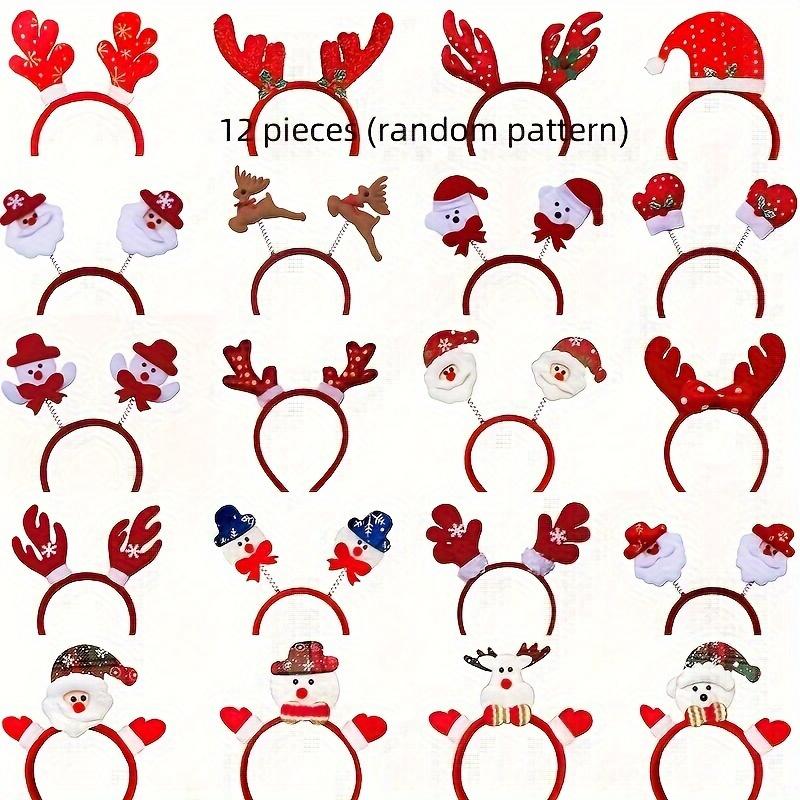 

12PCS Random Christmas Headbands Party Favors Xmas Party Headband Favors Christmas Hat Hairpin For Holiday Classroom Supplies 12pcs
