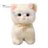 Plush Ornament for Keys Cute Kitten Pendant with Glasses And Tie, Soft Stuffed Animal Bag Decoration Keychain Backpacks Keys, Decorative Hanging