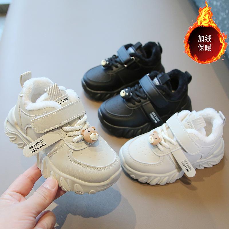 Children's cotton shoes 2025 winter boys' sports shoes fleece thickened girls' dad shoes warm baby casual shoes
