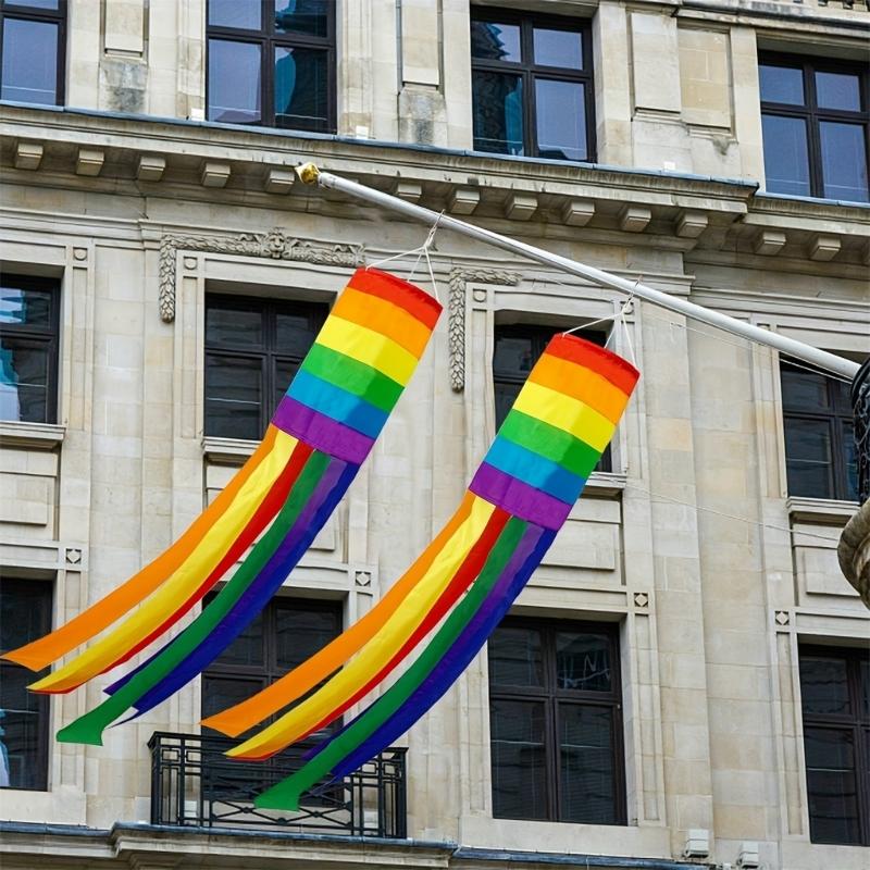 Rainbow Column Windsock Flag Fly Outdoor Hangings Colorful Garden Decorative Flag with Rainbow