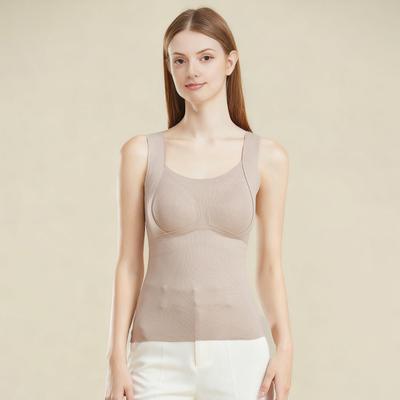 Women Sleeveless Thermal Tank Top with Built-in Bra Fleece Lined Warm Base Layer Tunic Camisole Undershirt for Cold Weather