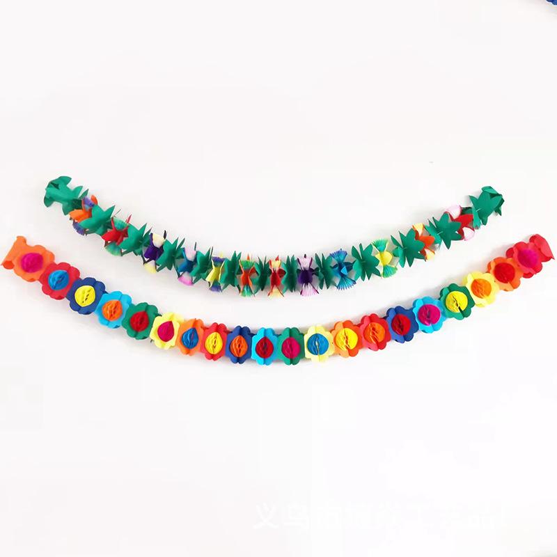 1 st x 3 m Hawaiian Luau Sommar Tiki Bar Tropisk Festdekor, Tropisk Ö Strand Tillbehör Tissue Färg Blomstergirlang Lång Trop