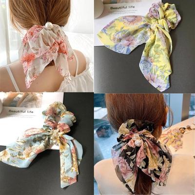 Women's Daily Floral Pearl Scarf Hair Scrunchie Hair Ring