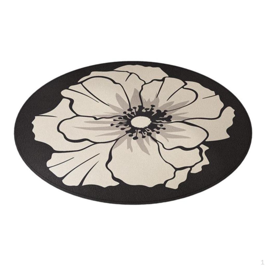 Round Area Rug, Cleanable Soft Carpet, Living Room Bedroom, Vintage Design LB60C1 60cm