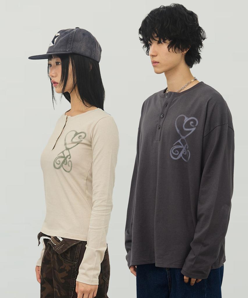 GRAVER [Unisex] All That Henley Neck Long Sleeve T-Shirt_2 Colors