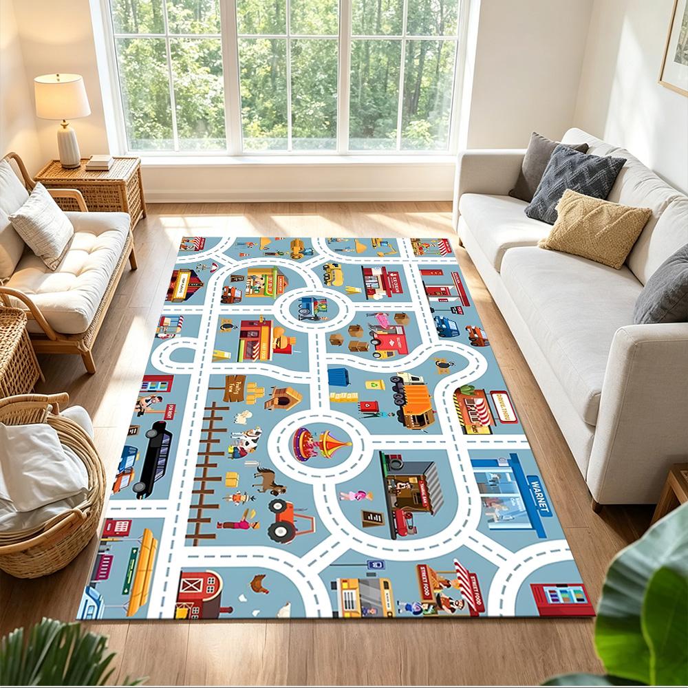 City Adventure Playground Non-Slip Home Carpet Design for Office Decor Living Room Bedroom Gift