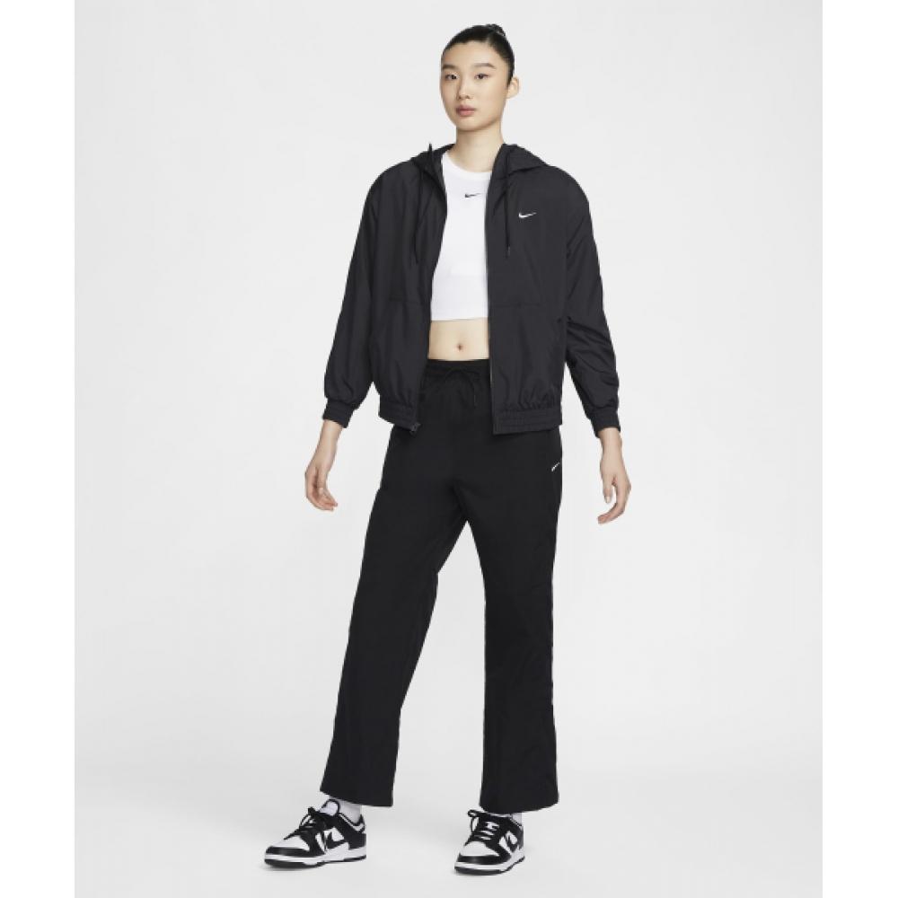 Nike SportsWear Classic Woven Loose Uv Protection Hooded Jacket W   Black White  Fv6299 010